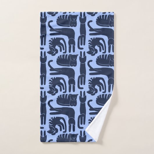 Katten blauw bad handdoek (Handdoek)