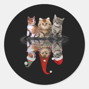 katten blij kerstmis grappig smerig smerig ronde sticker