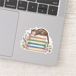 Katten, Boeken en Bloemen Sticker