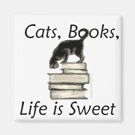 katten, boeken, het leven is lief! magneet (Voorkant)