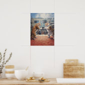 Katten Boksen Vechten Krijgskunsten Poster (Keuken)