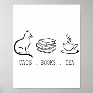 Katten Bookthee voor lezers die van thee en katten Poster