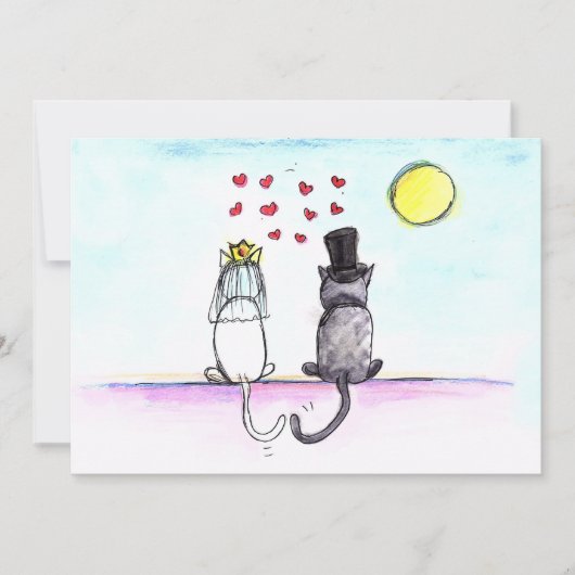 Katten bruiloft bruid en bruidegom bruiloft uitnod kaart (Voorkant)
