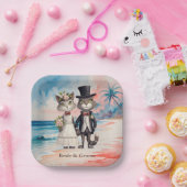 Katten Bruiloft Strand Bruiloft Thema Papieren Bordje (Feest)