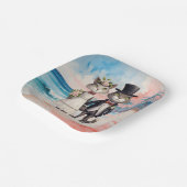 Katten Bruiloft Strand Bruiloft Thema Papieren Bordje (Gebogen)