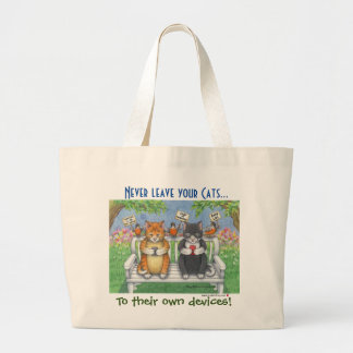 Katten (Bud & Tony) Met behulp van smartphones Can Grote Tote Bag
