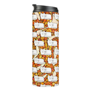 Katten Cartoon Doodle Lijntekening Thermosbeker