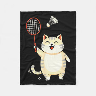 Katten Cartoon Kunst Badminton, Grappig Kat Design Fleece Deken