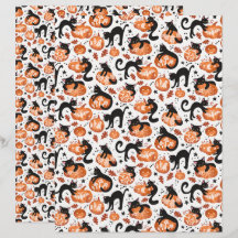 Katten Carving Halloween Pumpkins Scrapbook Papier