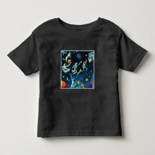 Katten die Basketball spelen in de ruimte met astr Kinder Shirts