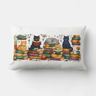 Katten die boeken lezen, gezellige bibliotheek scè kussen