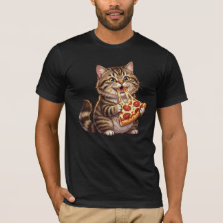 Katten die een enorme pizzapunt eten – Gelukkige u T-shirt