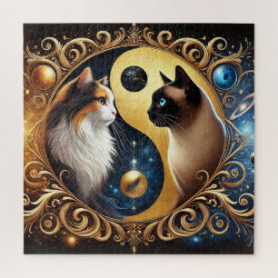 Katten die evenwicht symboliseren met een Yin Yang Legpuzzel