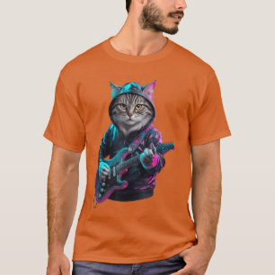 Katten die gitaar spelen Rock and Roll Rockster vo T-shirt