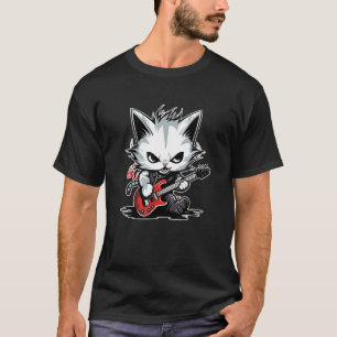 Katten die gitaar spelen Rock kat Heavy Metal muzi T-shirt