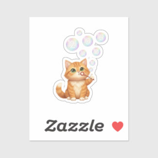 Katten die glanzende bellen blaast Nieuwjaar 2026 Sticker