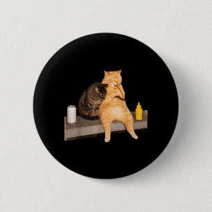 Katten die Hotdogs eten Funny Vintage Katten Manne Ronde Button 5,7 Cm