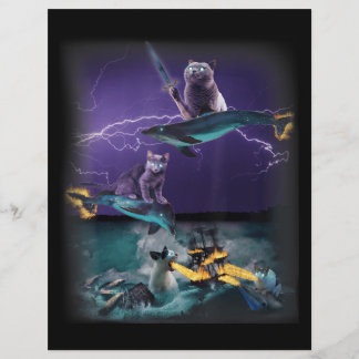 katten die op dolfijnen schieten en zee verwoesten briefhoofd