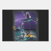 katten die op dolfijnen schieten en zee verwoesten inpakpapier vel (Voorkant)