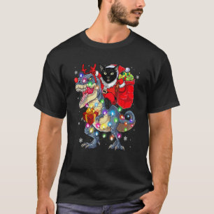 Katten die op een dinosaurus Rex kerst rijden T-shirt