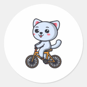Katten die op een fiets rijden Kattendesign cadeau Ronde Sticker