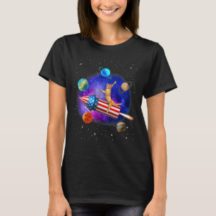 Katten die op raketten rijden Vuurwerk Meowica in T-shirt