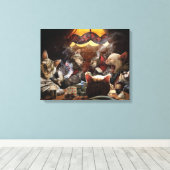 Katten die poker spelen canvas afdruk (Insitu (Houten vloer))