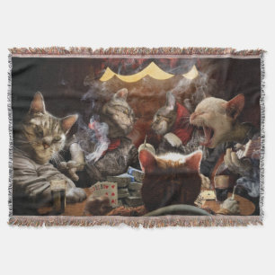 Katten die poker spelen deken