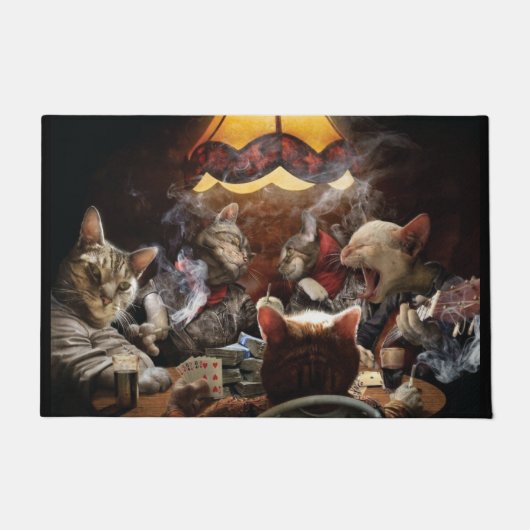 Katten die poker spelen deurmat (Voorkant)