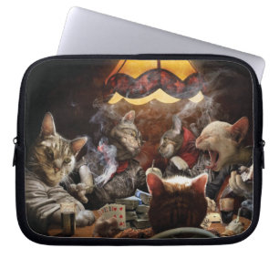 Katten die poker spelen laptop sleeve
