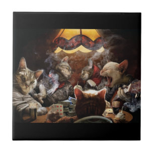 Katten die poker spelen tegeltje