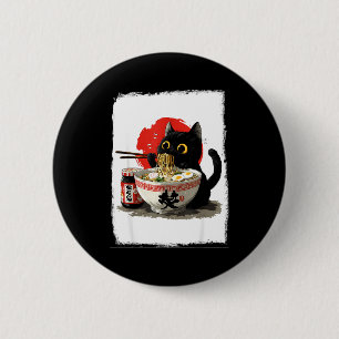 Katten die Ramen eten Funny Japanese Kawaii Kat An Ronde Button 5,7 Cm