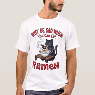 Katten die Ramen Eten Grappige Gelukzaligheid T-shirt