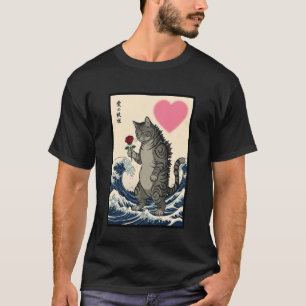 Katten die roos vasthouden Grote Golf Ukiyo-e Vale T-shirt