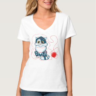 Katten die spelen met een kogel van garen t-shirt