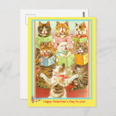  katten die Valentijn Briefkaart zingen, alt. Tuck (Voorkant / Achterkant)