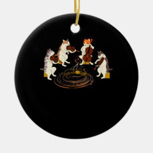 Katten die Violin Cello Music Cat Lover spelen Keramisch Ornament