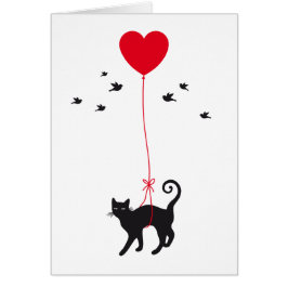 katten die vliegen met een rode hartballon en voge