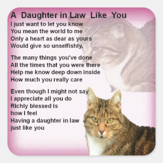 Katten Dochter in het rechtengedicht Vierkante Sticker
