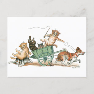 Katten Dog Cart van Louis Wain Briefkaart