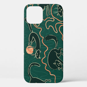 Katten : Doodle naadloos patroon iPhone 12 Hoesje