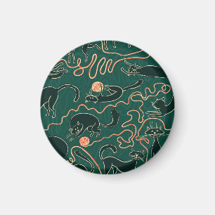 Katten : Doodle naadloos patroon Magneet