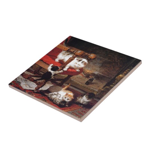  katten door de haard tegeltje (Zijkant)