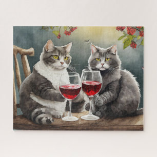 Katten Drinken Wijn Puzzel! Legpuzzel