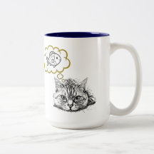 Katten Dromen Van Vis Hand Getekende Koffiemok