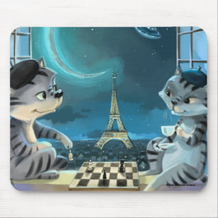 Katten Eiffeltoren - Nacht Muismat
