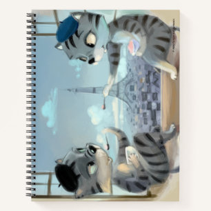 Katten & Eiffeltoren - Parijs Spiraal Notebook Notitieboek