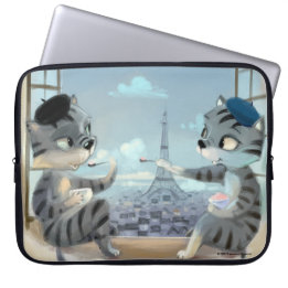 Katten & Eiffeltoren - Paris Laptophoes Laptop Sleeve