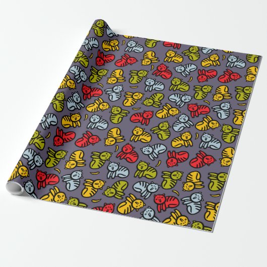 Katten en bananen cadeaupapier (Uitgerold)