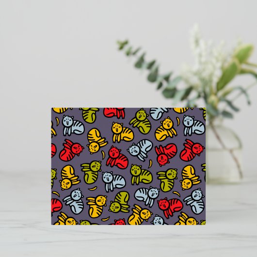 Katten en bananen folie uitnodiging briefkaart (Staand Voorkant)